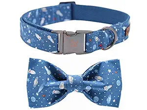 Elegant little tail Dog Collar with Bow, Cotton & Webbing, Bowtie Dog Collar, Adjustable Dog Collars for Small Medium Large Dogs and Cats