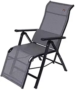 PROSFIA Folding Deck Chair Zero Gravity Chair Zero Gravity Lounge Chair, Sun Lounger Outdoor Folding Deck Chair Reclining Supports 200kg With Lumber Support Pillow