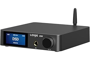 Upgraded LOXJIE D30 Audio DAC&Headphone AMP, ES9068AS Chip, XMOS, DSD512, Bluetooth 5.0, APT-X HD, Multiple PCM Formats Digital Filters, JAS Hi-Res Certification, w Remote Control
