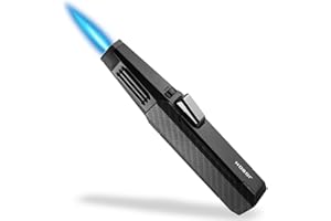 JETPRO Butan-Taschenlampe Feuerzeug Einhandbedienung Feuerzeug mit Verstellbarer Strahlflamme Küche Kochfackel (Butangas Nicht enthalten) (schwarz)