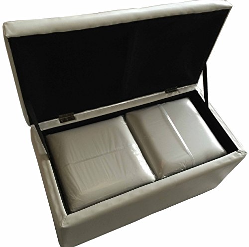 Hoga Chesterfield Sitzhocker Sitzwürfel Aufbewahrungsbox Truhe HF128 (Weiss) - 6