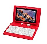 Tablette Tactile Ecran 7 Pouces, Tablet PC avec Clavier(AZERTY) Android Quad Core Ordinateur Portable, 8Go ROM, Double Caméras, WiFi, Bluetooth, Livré avec Stylo Tactile (Rouge)