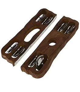 JAPS BIZ Hand Percussion Wooden Khartal Indian Musical Instrument