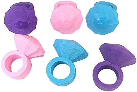 12 x Large Bright Colour Diamond Shape Ring Erasers Girls Party Bag Fillers