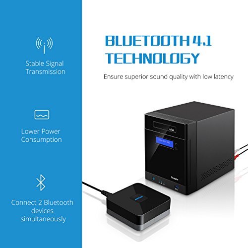 Ricevitore Bluetooth 4.1,Mpow Ricevitore Audio Auto Ricevitore Bluetooth Wireless Adattatore Audio con 3,5 mm Jack/RCA/Aux In per Auto/Altoparlanti/HI-FI Sistemi Stereo/Smartphone e altri Dispositivi[15 Ore di Utilizzo]