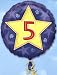 Produktbild 1 Stück Folien-Rundballon 'Stars & Swirls Birthday 5', ca. 45 cm Ø, ohne Gasfüllung/ohne Gruß-Karte (mit Gasfüllung)