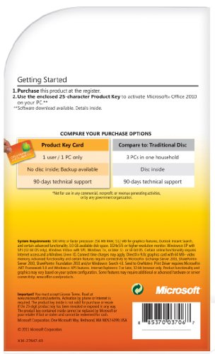 Microsoft Office Home And Student 2010 PC Attach Key PKc Microcase  Versi  n en ingl  s 