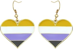 SINWINKORI Progress Transgender Rainbow Pansexual Asexual Bisexual Lesbian Nonbinary Sun Set Lesbian Dangle Earing Gay & Lesbian LGBT Pride Gifts Rainbow Jewelry