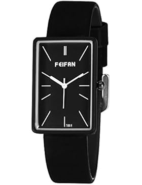 EASTPOLE Damen Armbanduhr Rechteck Schwarz Zifferblatt Kunstleder Quarzwerk Uhr WAA1019