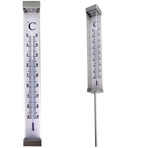 XXL Garten Solar LED Thermometer, große Zahlen & LED Beleuchtung, 115 cm Höhe. Gartenthermometer …