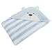Baby Boys/Girls Hooded Fleece Blanket With Embroidered Cat/Teddy Bear Design (75cm x 100cm) (Blue/White)