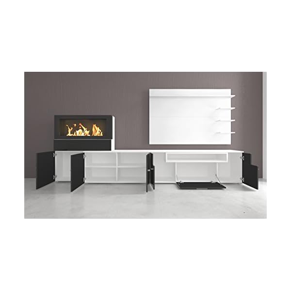 Home innovation- Moderne Wohnwand, TV-Lowboard, Esszimmer mit Kamin