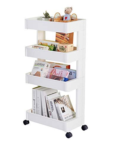 Diswa 4 Tiers Storage Rack Rolling Wheels Cart Home Kitchen Organizer