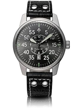 Original Bergmann-Uhr Pilot 02 Fliegeruhr Beobachtungsuhr Klassiker Quarz Leder Quarzuhr Edelstahlboden Bauhaus...