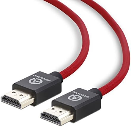 IBEQUANIC High-Speed HDMI Cable 3M, Slim HDMI 2.0 Cable - Video Ultra HD 4K 2160p, HD 1080p - Ethernet, Audio Return- HDMI Cable 2.0 10 Ft ,Black- Red