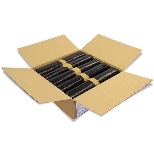 250 Stück Müllbeutel - Füllmenge 120 Liter, Farbe Müllsack Schwarz - Typ 60, 1 Rolle - 25 Stück