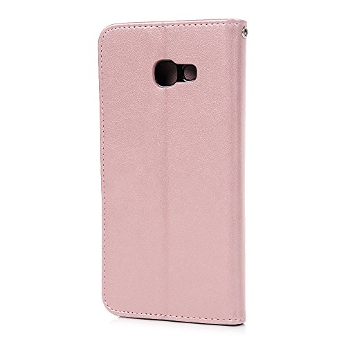Lanveni A3 2017 Hülle, Handyhülle für Flip Case Cover PU Lederhülle Schutzhülle Magnetverschluss Ledertasche mit Stander Function Brieftasche Card Slot Handy Tasche mit Prägung Rose Cover Design für Samsung Galaxy A3 2017 (Rose Gold) + 1 x Stylus Stift + 1 x Staubdichte Stecker + 1 x Schutzfolie - 7