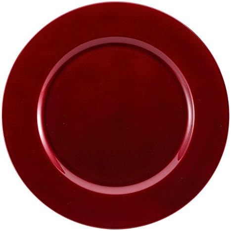 Brunchfill Charger Plates Decorative Under-Plates - Round - Square - Gold - Silver - Red - Black (Plain Red - Round Charger Plate - 33 cm, 6)