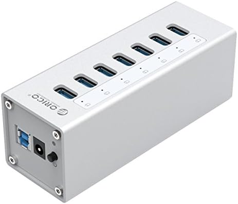 ORICO Aluminium Powered 7-Port USB 3.0 Hub for Windows PC and Mac – Silver