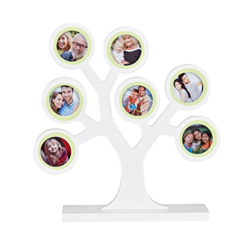 Family tree photo frame - Holz Familienstammbaum, hochwertiger Foto und Generationen- Stammbaum aus Holz für 7 Fotos mit Glasscheiben