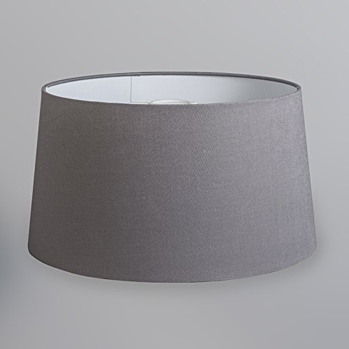 QAZQA Leinen Lampenschirm 40cm rond DS E27 leinen dunkelgrau , Rund konisch Schirm Pendelleuchte, Schirm Stehleuchte, - 3