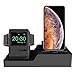 Produktbild 3 in 1 Dock Stand iWatch Ladestation Handy Halterung Ständer | Silica Gel Smart Watch Ladestation | für Apple Watch 4 für iPhone XS MAX XR | iPhone Desktop Dock Stand (Schwarz)