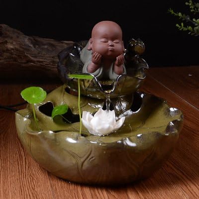 DHJUST The Water Fountain Decoration Ceramic Creative Home Furnishing Feng Shui Lucky Wheel Humidifier,A