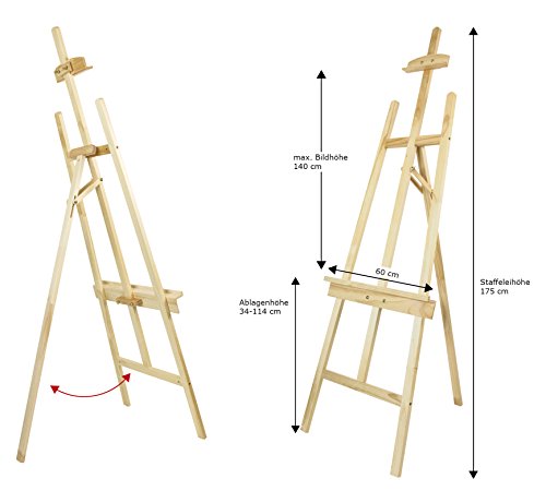 Akademie Staffelei VEGAS, für Keilrahmen bis 140 cm, Kiefernholz FSC-zertifiziert - 2