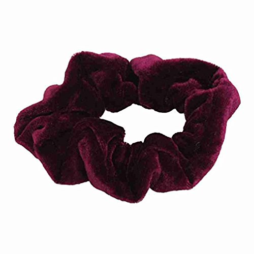 Burgundy Velvet Elastic Hair Tie Band Ponytail Holder for Women