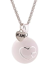 Llamador de ángeles M'AMI® esmaltado blanco con corazones y con cadena de acero