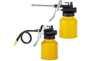 JUNCHI HEXIN Ölkanne Metall mit Pumpe Ölkännchen Ölpumpe Öler Ölspritzkanne mit 2 Arten gerade & Flexible auslauf