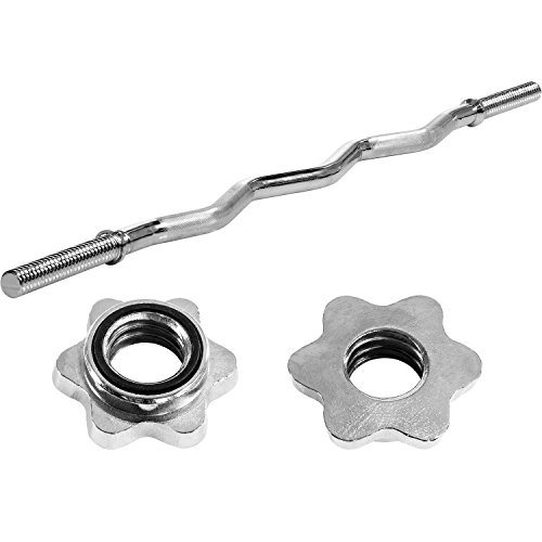 MOVIT® SZ Curlstange 7,0 kg, Länge 120cm, Stangendurchmesser 30mm STANDARDNORM, verchromt & gerändelt, mit Sternverschlüssen, Hantel Curl Stange Hantelstange - 2