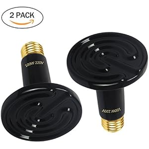 TAMAYKIM 100W Schwarz Keramik Wärmelampe Heizstrahler Pet Reptil Wärme Lampe AC 220V, 2er-Pack