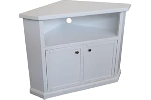 Vicentini arreda MOBILE PORTA TV IN LEGNO AD ANGOLO SHABBY CHIC BIANCO