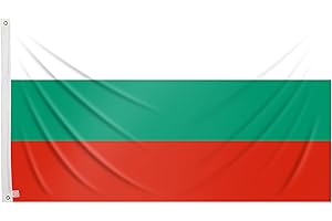 REGALOS ESTRELLA AZUL Drapeau bulgare renforcé de 90 x 150 cm, avec deux œillets en métal, drapeau bulgare
