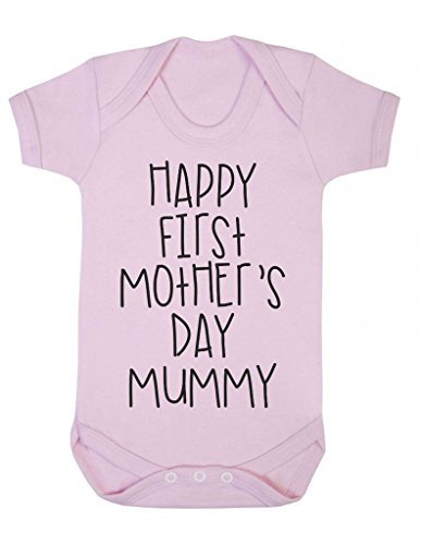 Happy First Mother's Day Simple Text Statement New Mum Cute Baby Bodysuit Babygrow Vest