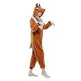 Casa Pyjama Tieroutfit Schlafanzug Tier Onesies Sleepsuit mit Kapuze Erwachsene Unisex Overall Halloween Kostüm Jumpsuit (M, Elch) -