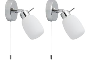 firstchoicelighting Pair of Modern Chrome IP44 Bathroom Wall Light with Pull Cord Switch Zone 2 3
