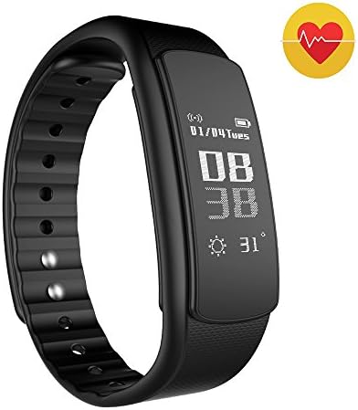 HZS Bluetooth Smart Watch Universal, Waterproof Smart Sports Wrist Watch Bluetooth 4.0 Wireless Fitness Pedometer Tracker Bluetooth Sports Bracelet For iOS and Android Smart Phones (HR Black)