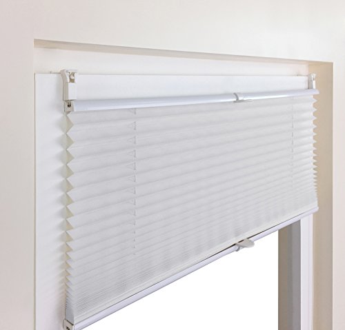 Plissee Faltrollo Rollo Jalousie Faltstore von Mass-Gardinen-Shop Sichtschutz Klemmfix ohne Bohren mit Klemmträger 90cm x 130cm (Weiß) - 6