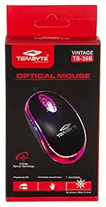 World Shopper TERABYTE 3D Optical Mouse Vintage TB-36B Wired Mouse for Laptop, Computer & Desktop (Black)