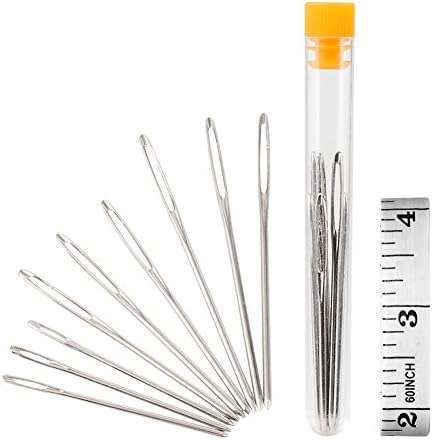 Sewing Needles and Tape Measure, LOUFIMIDON 9 Pieces Large-eye Blunt Needles with Soft Tape Measure