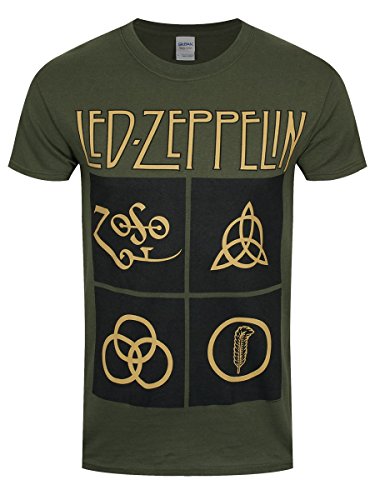 Led Zeppelin Green Symbols Men T-Shirt Olive, Regular