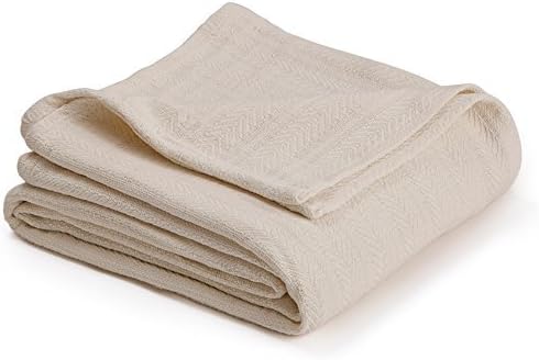 Vellux Cotton Woven Twin Blanket, Ecru by WestPoint Home