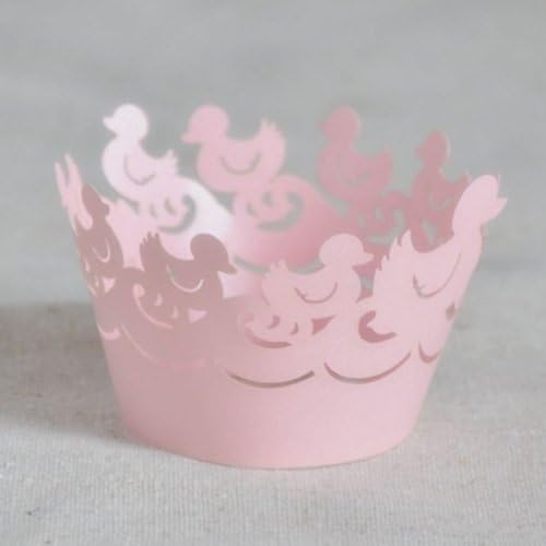 24 Pack Pink Duck Ducky Laser Cut Cupcake Wrapper Collars Muffin Cake Cases Christening Baby Shower Favor