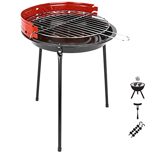 examen PrimeMatik - Barbecue à Charbon de Bois de 33 cm avec Pattes BBQ Grille pour Jardin et Camping