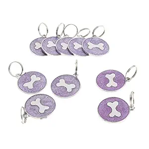 Meri SHOPP 10 Pcs Puppy Dog Tags Pet Collar Accessories ID Necklace Round Bone Pendant Purple