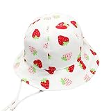 G-Kids Baby Mädchen Sonnenhut Mütze Baumwolle Kleinkinder Mütze Sommer Kappe UV Schutz Erdbeeren Mütze (Erdbeeren, Kopfumfang 48cm/1-2 Jahre)