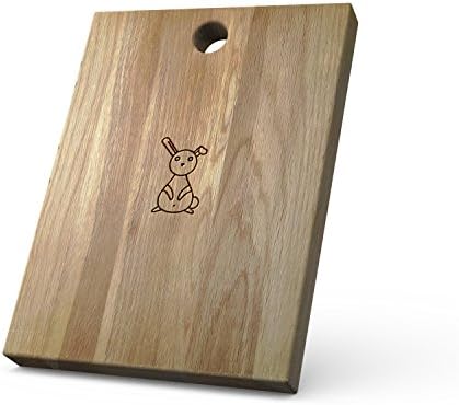 Solid Oak Wooden Chopping Board - Cute Rabbit (Small 34 x 19 x 3.5cm, Portrait)
