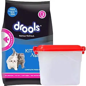 Drools Kitten(1-12 Months) Dry Cat Food, Ocean Fish, 1.2kg with Free Container